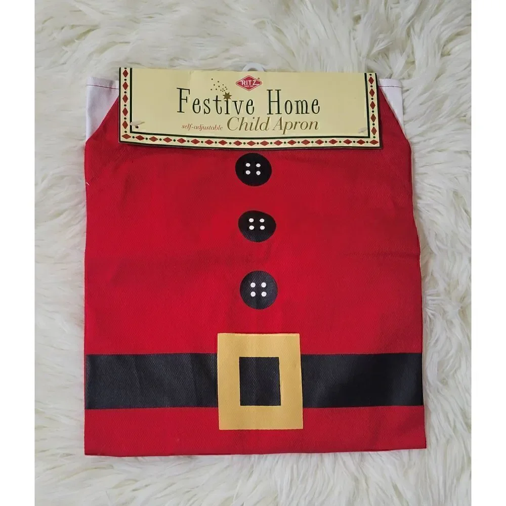 Ritz Festive Home Santa Apron 100% Cotton Holiday Baking Cooking New Child Sz